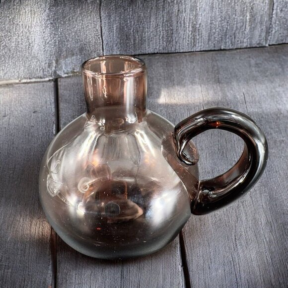 Vintage Mid Century Amethyst Purple Glass Jug Pitcher Container With Handle VTG - Picture 1 of 11